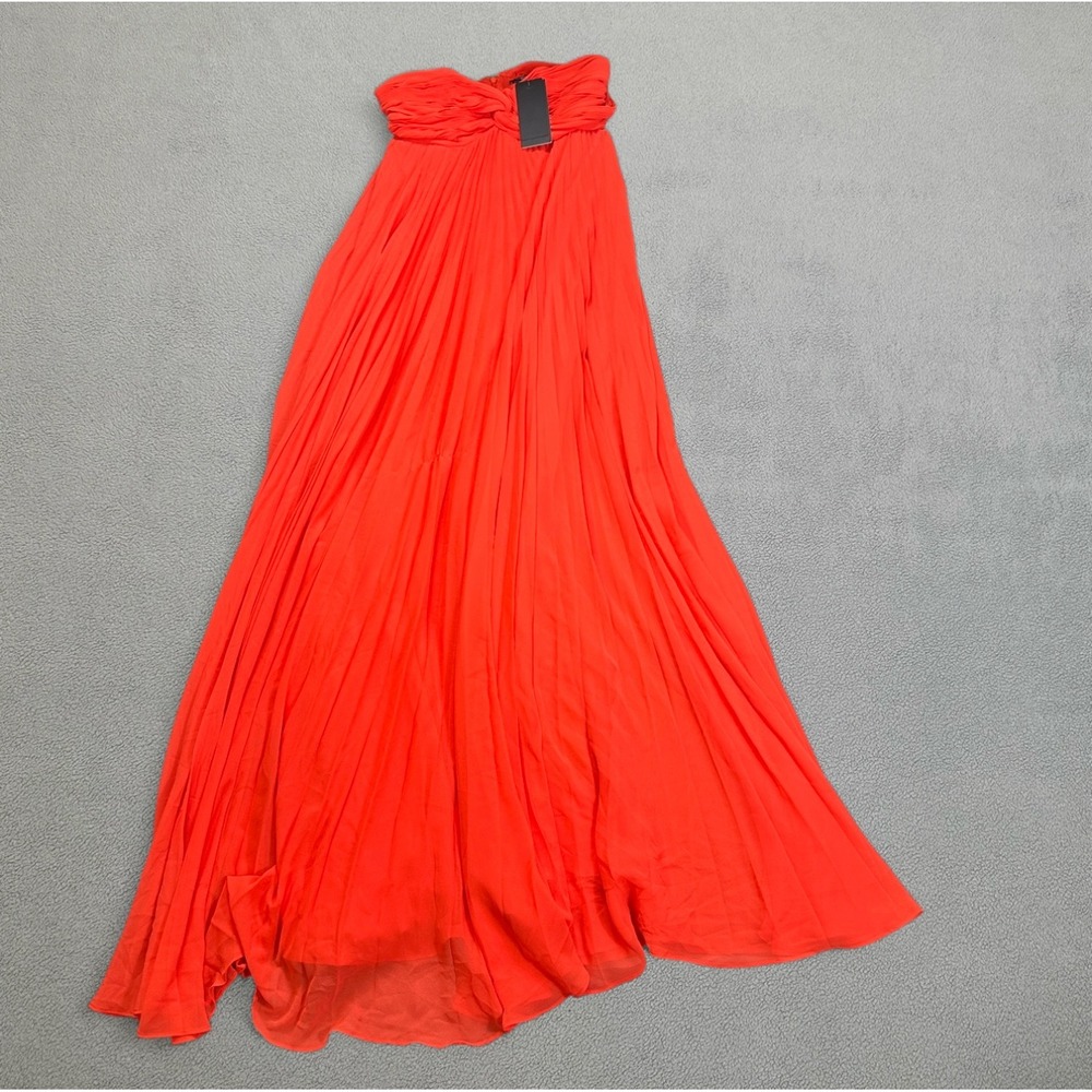 Marciano Scarlett Pleated Strapless Maxi Dress 0 Mandarin Red‎ Gown Formal Event